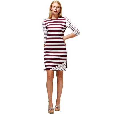 Damson striped york dress in clever fabric